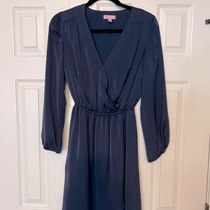 Lilly Pulitzer Navy Silk Long Sleeve Dress - Small